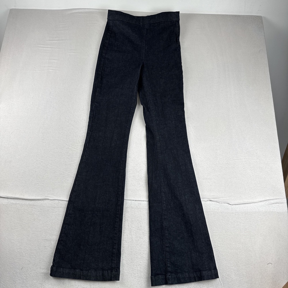 New! Express Womens Flate Super High Rise Blue Jeans Sz 00L 70s boho Disco